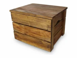 Sale Juego de cajas de almacenaje 2 pzas madera maciza reciclada ES811655 Marru00f3n