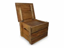 Sale Juego de cajas de almacenaje 2 pzas madera maciza reciclada ES811655 Marru00f3n