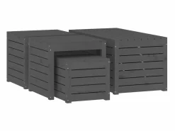 Outlet Juego de cajas de jardín 4 piezas madera maciza de pino Baúl De Jardín