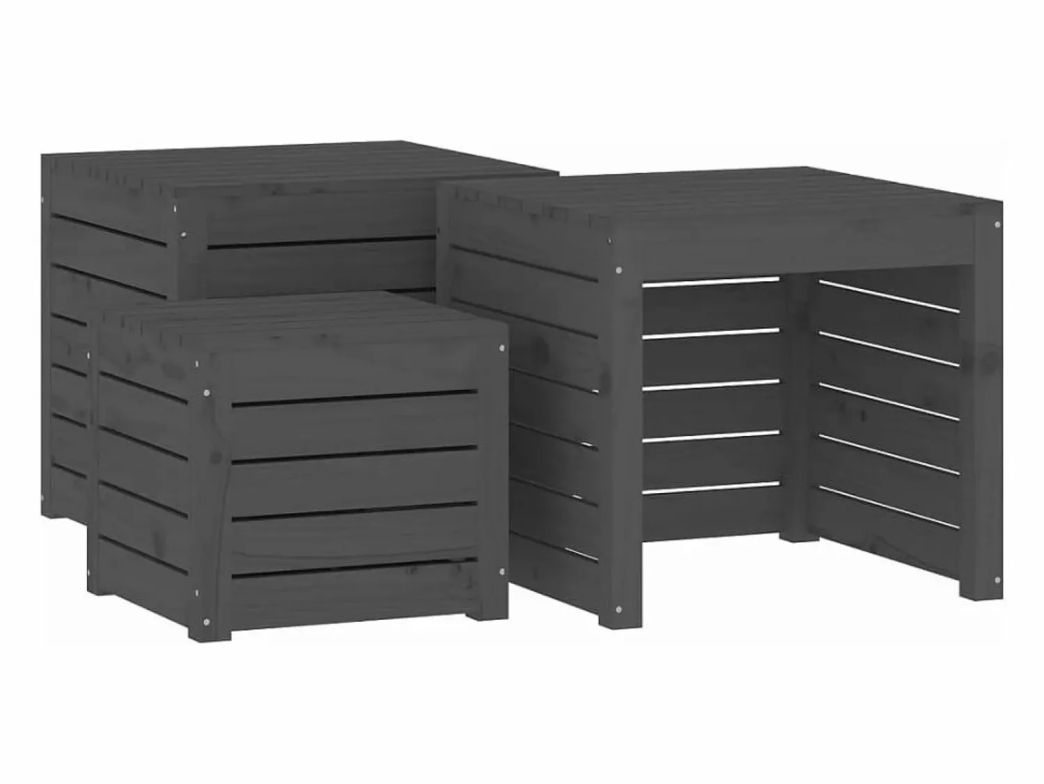 Outlet Juego de cajas de jardín 4 piezas madera maciza de pino Baúl De Jardín