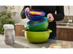 Joseph Joseph Juego de cocina Nest™ 9 Plus Editions Sage , 9 piezas apilables con cuencos, colador, colador de malla fina y tazas medidoras