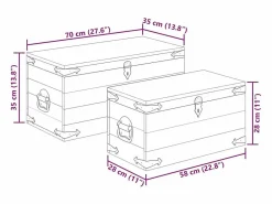 Discount Juego de cofres de almacenamiento 2 uds madera de mango rugosa Baúl Y Arcón