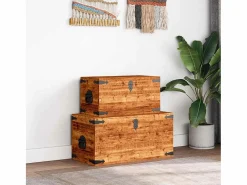 Discount Juego de cofres de almacenamiento 2 uds madera de mango rugosa Baúl Y Arcón