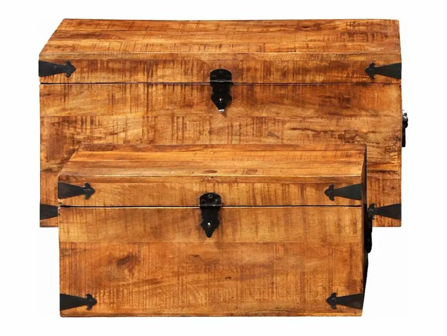Discount Juego de cofres de almacenamiento 2 uds madera de mango rugosa Baúl Y Arcón