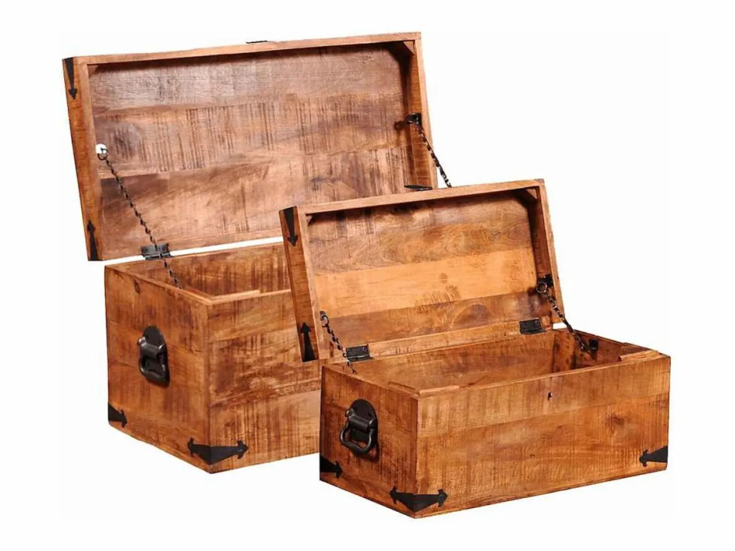 Discount Juego de cofres de almacenamiento 2 uds madera de mango rugosa Baúl Y Arcón