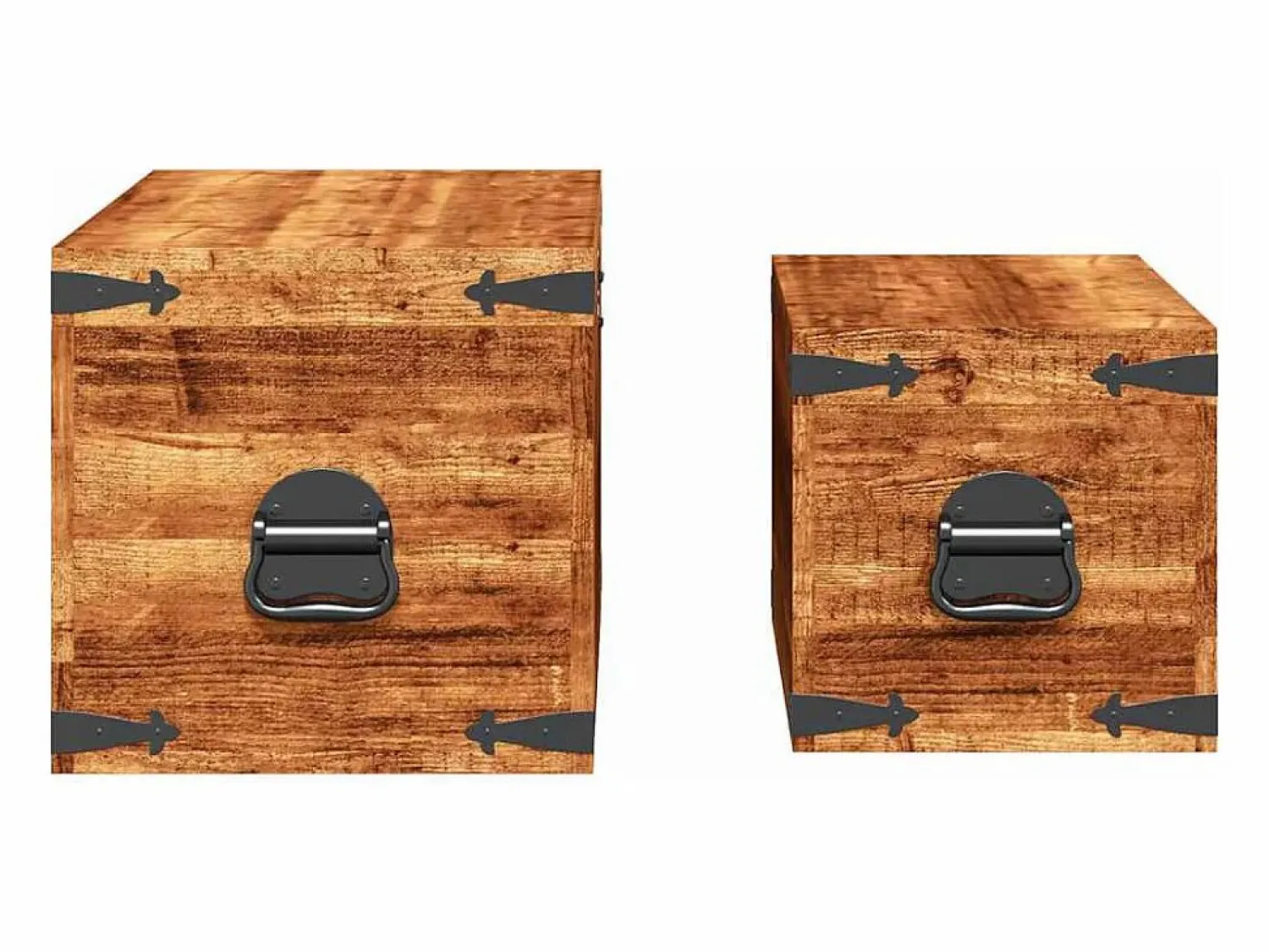 Discount Juego de cofres de almacenamiento 2 uds madera de mango rugosa Baúl Y Arcón