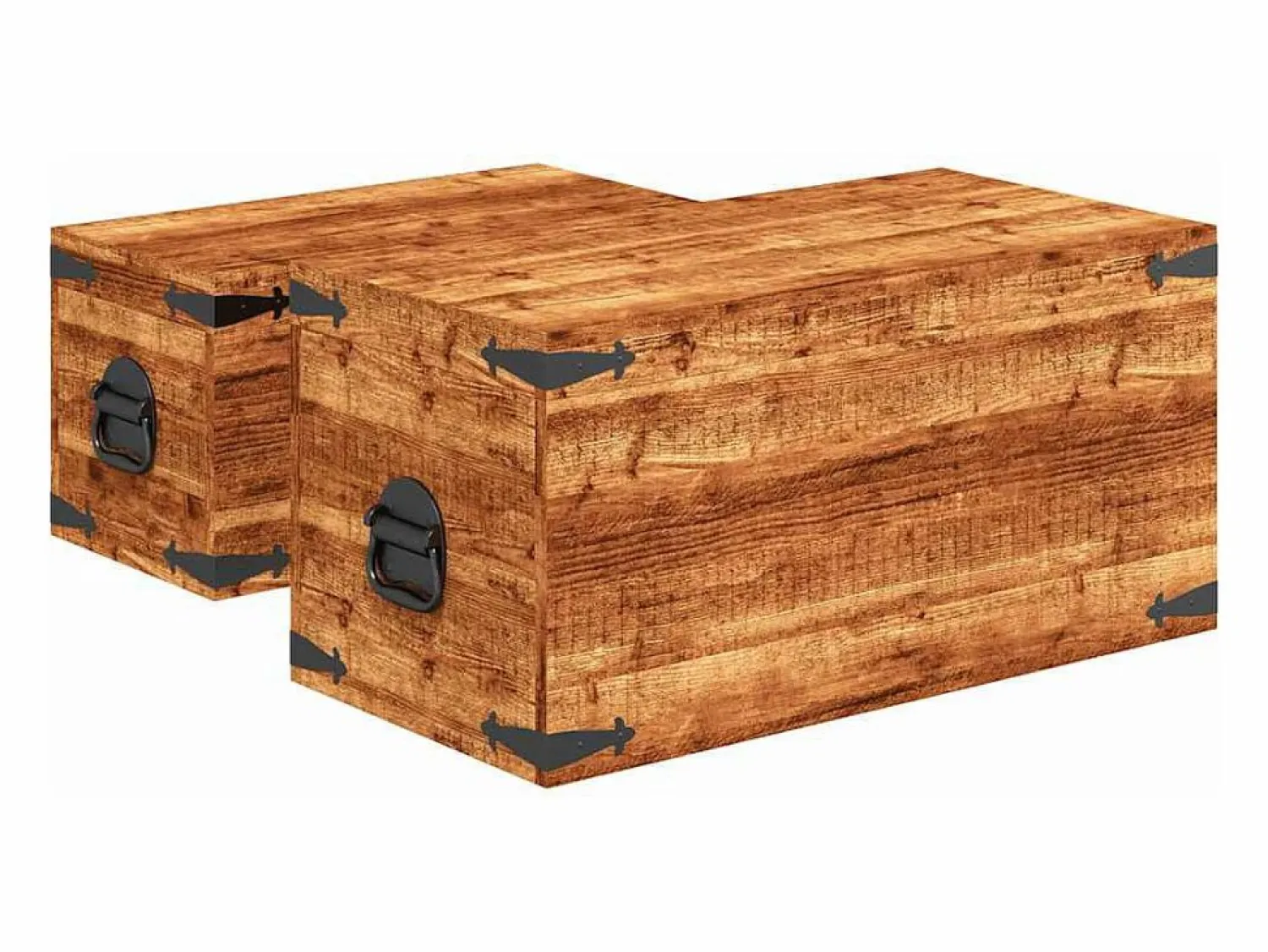 Discount Juego de cofres de almacenamiento 2 uds madera de mango rugosa Baúl Y Arcón