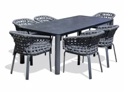 Clearance Paris Garden Juego de comedor de jardín de aluminio de 6 plazas Gris antracita