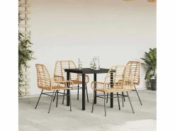 Clicnbuy Juego de comedor jardín 5 piezas ratán sintético marrón