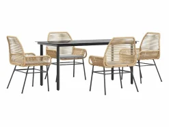Clearance Juego de comedor jardín 5 piezas cojines ratán sintético marrón Comedores De Jardín