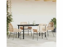 Clearance Juego de comedor jardín 5 piezas cojines ratán sintético marrón Comedores De Jardín