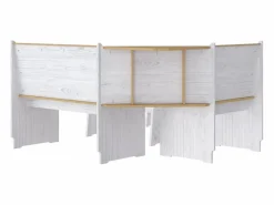 Discount Juego de comedor REINE 3 pzas madera maciza pino marrón blanco Mesa Alta