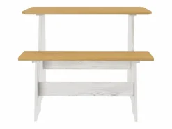 Discount Juego de comedor REINE 3 pzas madera maciza pino marrón blanco Mesa Alta