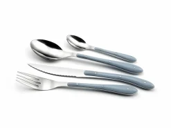 Online Juego de cubiertos de 24 piezas Bistro 1-2-3 en denim con mangos de polipropileno de colores y remaches de acero inoxidable Cubierto