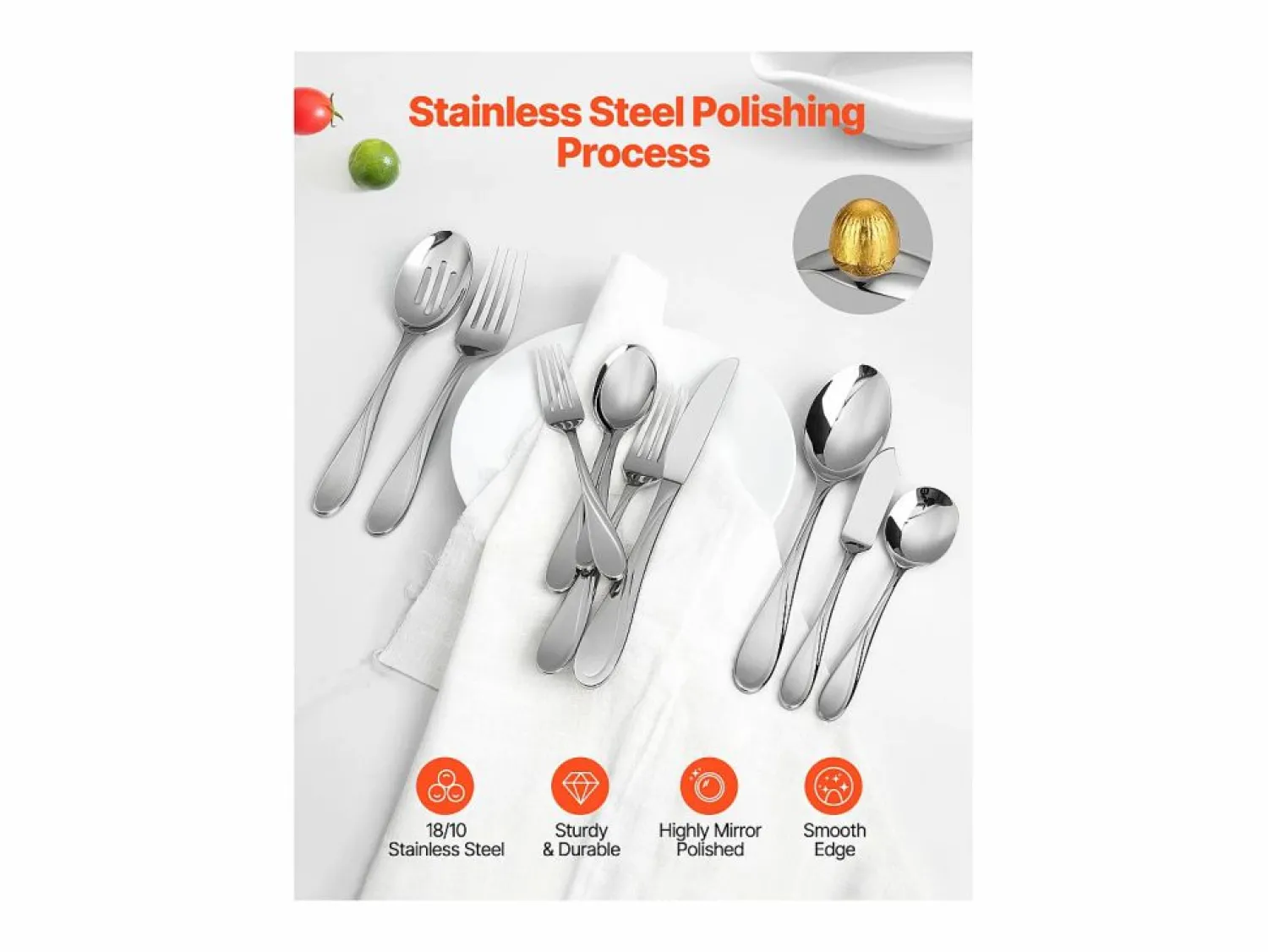 Online Juego de Cubiertos SucceBuy Juego de Cubiertos de Acero Inoxidable de 45 Piezas, para 8 Personas, para Utensilios de Cocina.