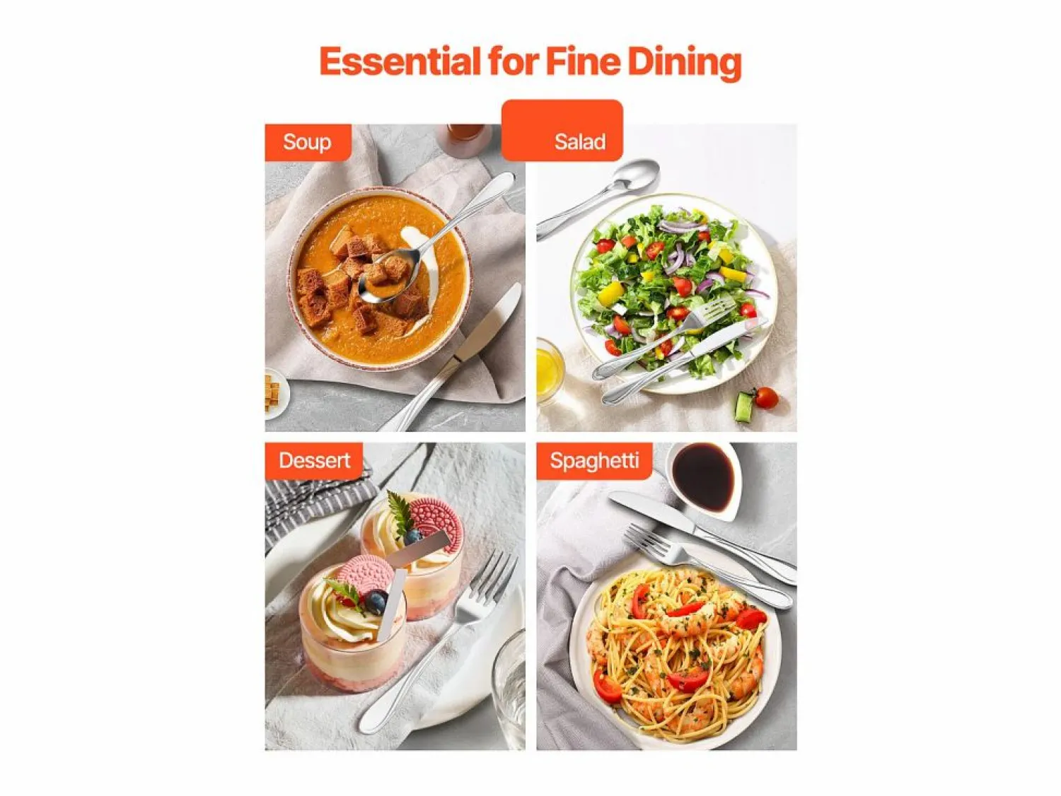 Online Juego de Cubiertos SucceBuy Juego de Cubiertos de Acero Inoxidable de 45 Piezas, para 8 Personas, para Utensilios de Cocina.