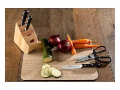 ARCOS Juego de cuchillos Serie Ópera + Tijeras de Acero Inoxidable con Soporte de Madera