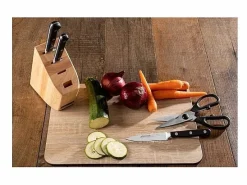 ARCOS Juego de cuchillos Serie Ópera + Tijeras de Acero Inoxidable con Soporte de Madera