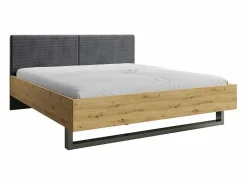 Clearance Juego de dormitorio completo diseño IZO: Armario, cama 180x200, cómoda, mesitas de noche, roble/ antracita Dormitorio Completo