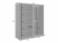 Clearance Juego de dormitorio MONDO – estructurado y dorado – Cama con almacenaje 160x200 con somier + Armario + Cómoda + 2 mesitas de noche Dormitorio Completo