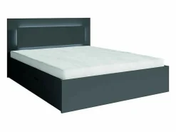 Outlet Meublorama Juego de dormitorio NOFI - Cama de 180x200 cm con somier, 2 cajones, mesitas de noche, armario y cómoda - gris grafito Gris antracita