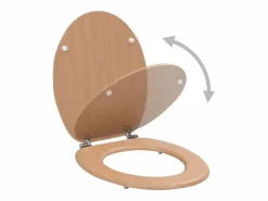 Online Helloshop26 Juego de dos asientos de inodoro con tapa MDF diseño bambú 02_0002963 Marru00f3n