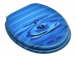 Online Helloshop26 Juego de dos asientos de inodoro con tapa de cierre suave MDF con diseño de gotas de agua 02_0002974 Azul