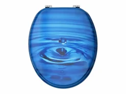 Online Helloshop26 Juego de dos asientos de inodoro con tapa de cierre suave MDF con diseño de gotas de agua 02_0002974 Azul