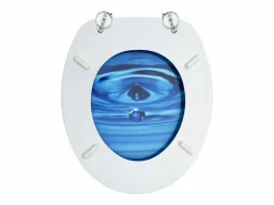 Online Helloshop26 Juego de dos asientos de inodoro con tapa de cierre suave MDF con diseño de gotas de agua 02_0002974 Azul