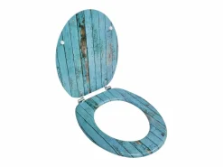 New Helloshop26 Juego de dos asientos de inodoro con tapa MDF acabado madera envejecida 02_0002950 Azul