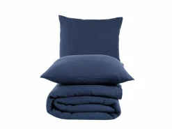 Blanc avenue Juego de funda de edredón + 2 fundas de almohada de gasa de algodón- marino
