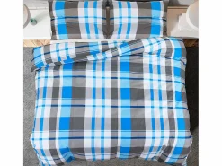Juego de funda nórdica algodón azul y 200x200 cm ES540491 Gris