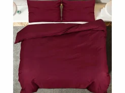 Sale Juego de funda nórdica microfibra ligera burdeos 260x240 cm ES737391 Ropa De Cama|Juego De Sábanas