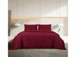 Juego de funda nórdica microfibra ligera burdeos 200x200 cm ES971218 Rojo