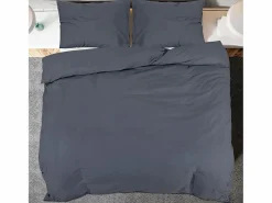 Sale Juego de funda nórdica microfibra ligera antracita 240x220 cm ES623732 Gris antracita
