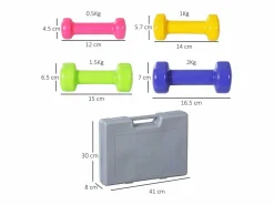 Juego de mancuernas ajustables de 10 kg, 4 pares de pesas, con estuche, de metal y plástico, color negro (41 x 30 x 8 cm)