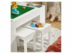 Sobuy Juego de Mesa Infantil y 2 Sillas de Madera Organizador de Juguetes Multifuncional con 8 Cestas y 1 Compartimiento 87 x 50 x 50 cm KMB75-W ES