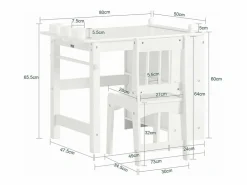 Sobuy Juego de Mesa y Silla Infantil de Madera Escritorio Infantil con 3 Portalápices KMB60-W ES