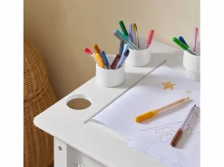 Sobuy Juego de Mesa y Silla Infantil de Madera Escritorio Infantil con 3 Portalápices KMB60-W ES