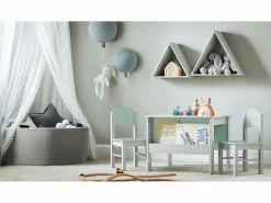 Clearance Sobuy Juego de Mesa y Silla Infantil de Madera Escritorio Infantil con 2 sillas Muebles Infantiles para Niños Verde y Gris KMB88-HG ES Gris claro / Verde claro