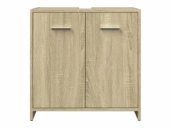 Sale Juego de muebles de baño 4 pzas contrachapada roble Sonoma Estantería Sobre Inodoro