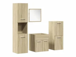 Discount vidaxl Juego de muebles de baño 4 pzas contrachapada roble Sonoma Marru00f3n