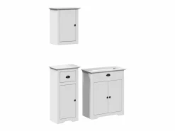 Outlet vidaxl Juego de muebles de baño BODO 3 pzas madera maciza pino Blanco