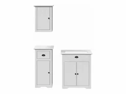 Outlet vidaxl Juego de muebles de baño BODO 3 pzas madera maciza pino Blanco
