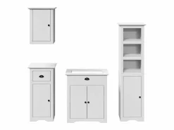 Hot vidaxl Juego de muebles de baño BODO 4 pzas madera maciza pino Blanco