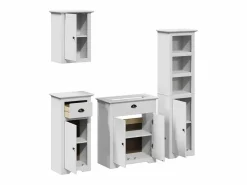 Hot vidaxl Juego de muebles de baño BODO 4 pzas madera maciza pino Blanco