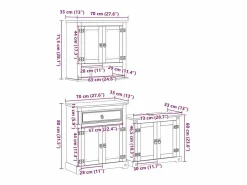 Hot vidaxl Juego de muebles de baño Corona 3 pzas madera maciza pino Marru00f3n