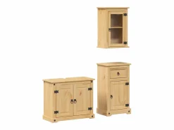 Discount vidaxl Juego de muebles de baño Corona 3 pzas madera maciza pino Marru00f3n