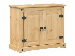 Discount vidaxl Juego de muebles de baño Corona 3 pzas madera maciza pino Marru00f3n
