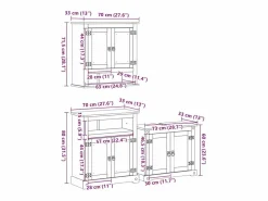 vidaxl Juego de muebles de baño Corona 3 pzas madera maciza pino